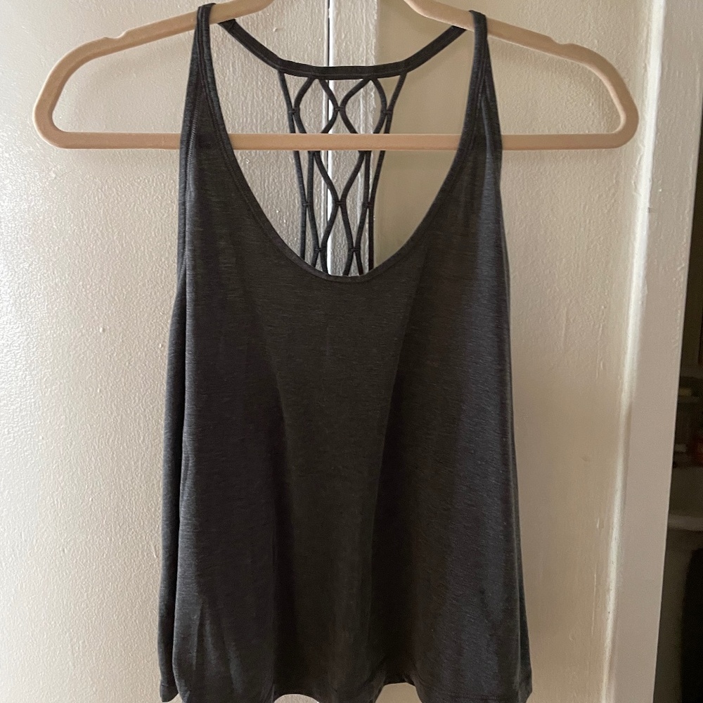 Lululemon Tank with back detail, dark gray, size 4